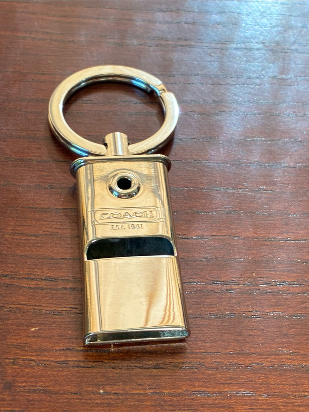 Coach Silver Tone Metal Keychain Whistle